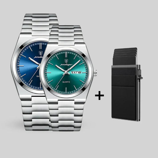 Montre Homme Poedagar + portefeuille cadeau