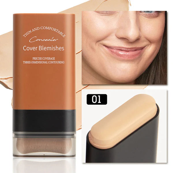 Bâton de Fond de Teint Mat Velouté avec Brosse Fine